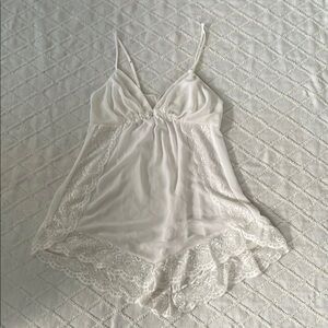 Linea Donatella Slip Dress Womens Medium White Lace Babydoll Bridal Romantic Y2K
